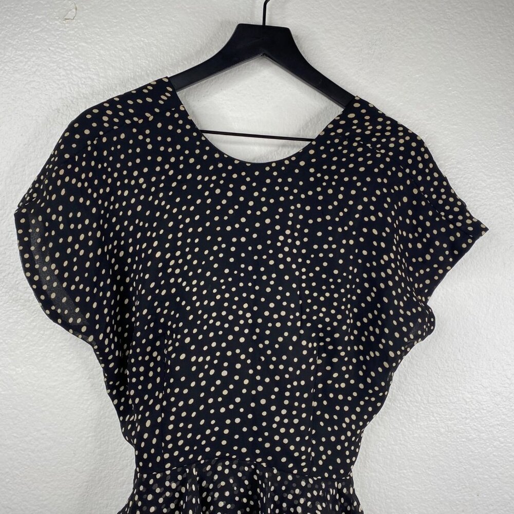 Jackie Bernard Eklektic Dress Low Back Ruffle Layers Polka Dot Black Sz 8 - Picture 4 of 15